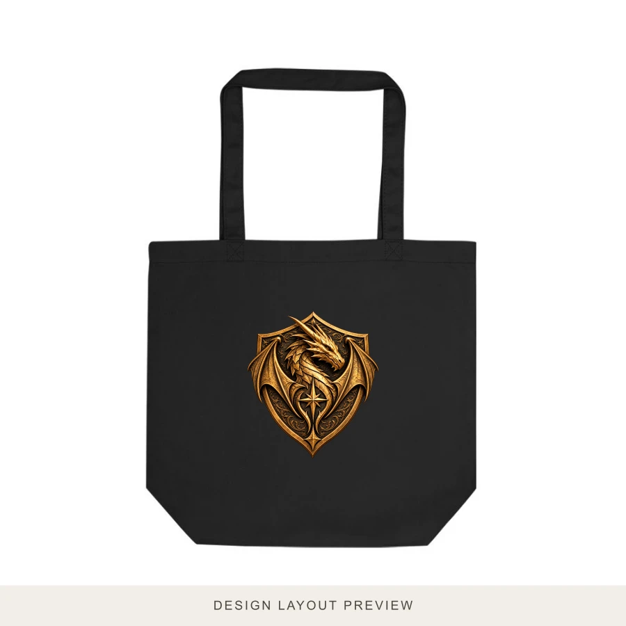 Studio Sigil Organic Tote official shield design layout preview