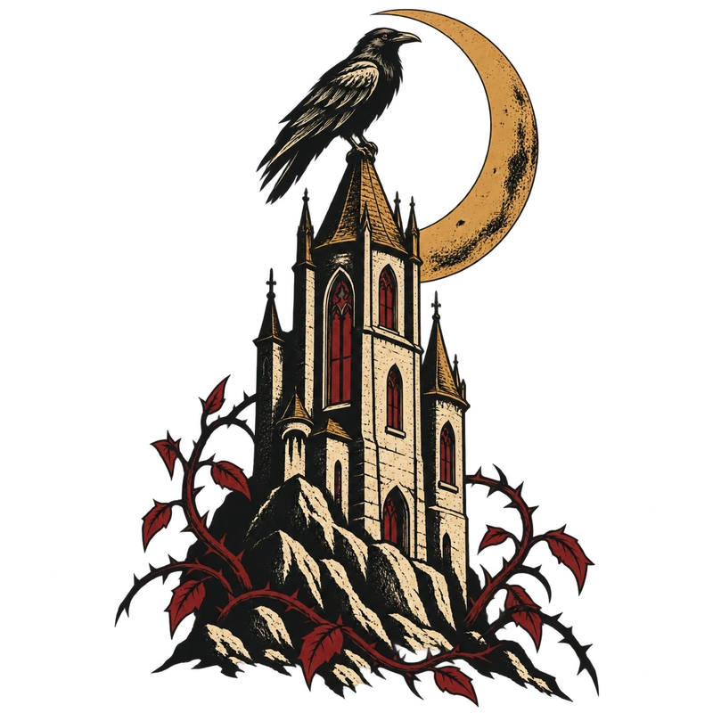 Moonlit Citadel original apparel artwork
