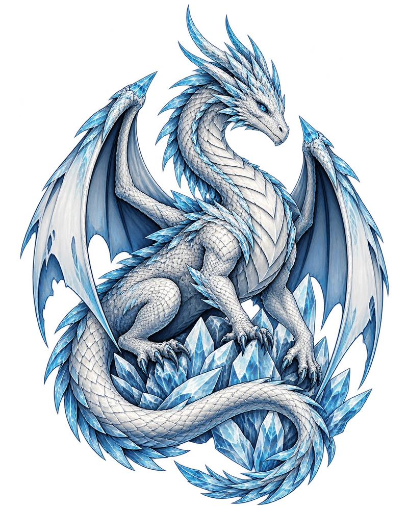 Frostbound Wyrm original apparel artwork