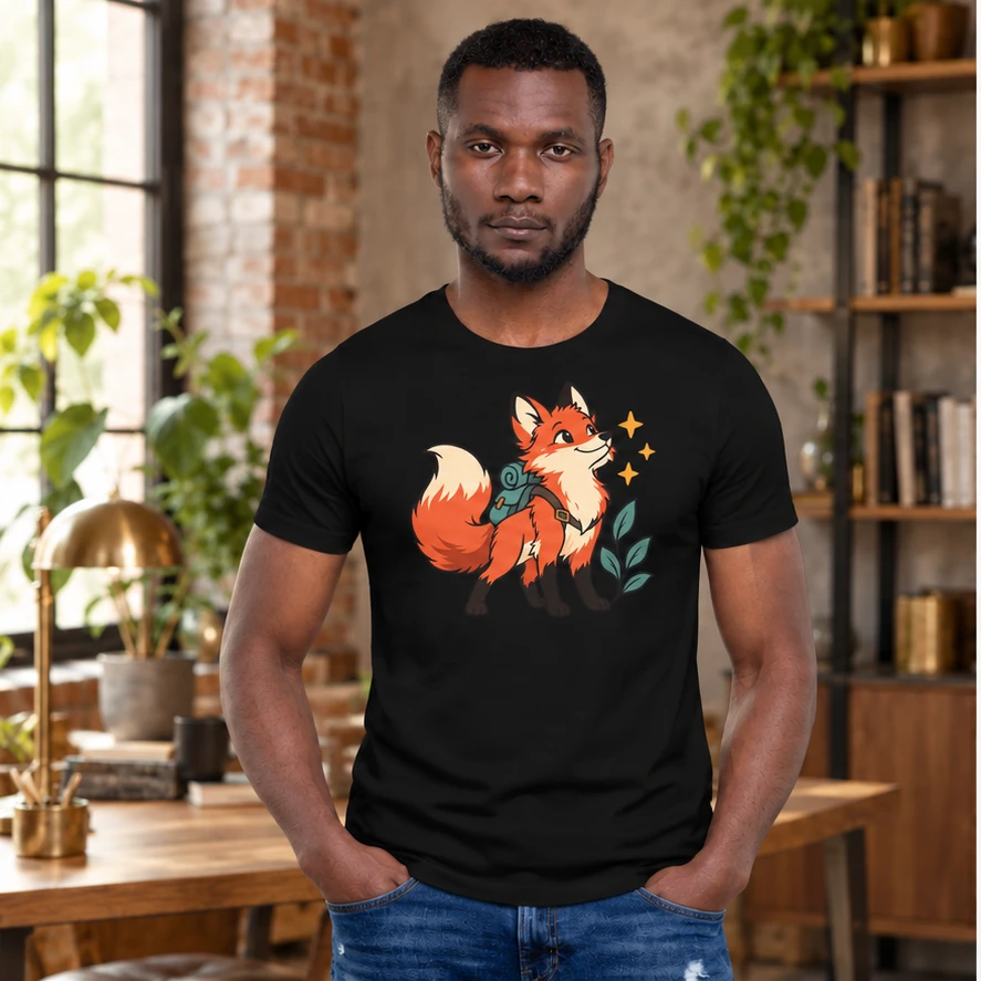 Little Explorer T-Shirt front print design preview in Black