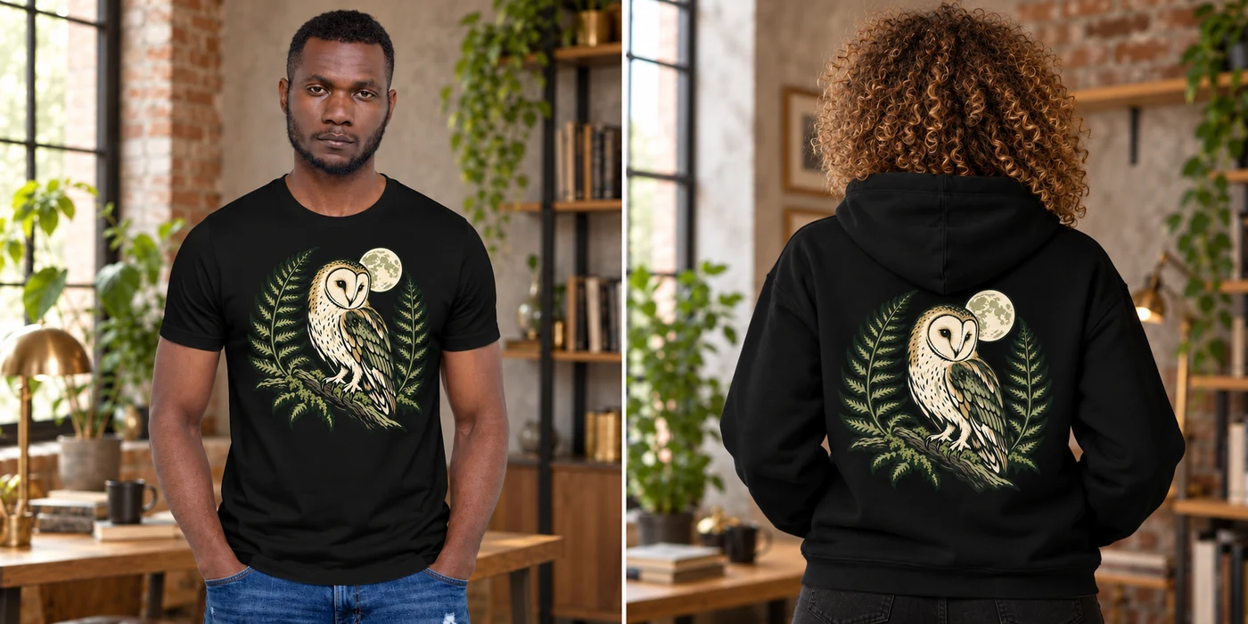 Nature & Wildlife T-shirt front and hoodie back design previews